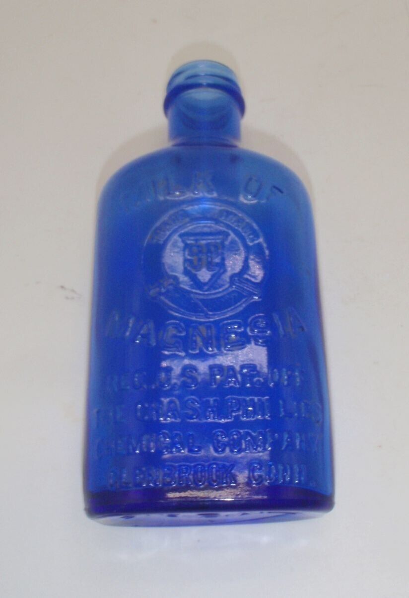 Vintage Milk of Magnesia Blue Bottle Glenbrook Conn - $2.99
