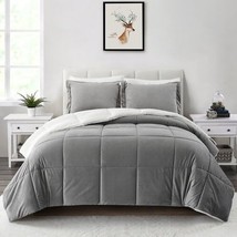King Plush Microfiber Reversible Comforter Set in Grey - $4,339.95 MXN