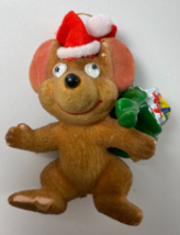 Vintage Brown Santa Mouse 3 in Wiggle Eyes Felt Christmas Ornament - £13.44 GBP