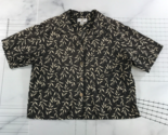 Tommy Bahama Button Down Shirt Womens Medium Black Vine Print Leaves - $17.81