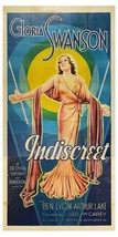 Leo Mc Carey&#39;s Indiscreet (R-37) Gloria Swanson Unrestored 3-Sht Art Deco Design - £944.29 GBP