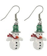 Jewelry Trends Glittery Snowman Holiday Pewter Dangle Earrings - £23.48 GBP