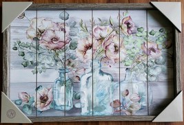 New View Gifts ~ 16 x 24 Wooden Wall Decor ~ Floral Design ~ NWT - £23.25 GBP