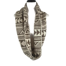 Altar&#39;d State Womans Scarf Brown Geometric print Infinity Scarf NEW - £14.58 GBP