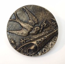Vintage Medallion Bird Tac Pin Victorian Style Large Round 1.25&quot; Resin - £11.98 GBP