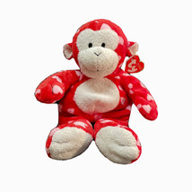 Ty Pluffies Harts Red Monkey Plush Pink Hearts Tylux Stuffed Animal Toy - $22.00