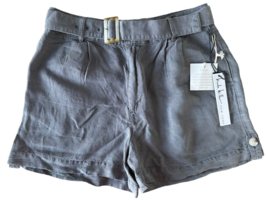 Nicole Miller Women&#39;s Belted Linen Shorts w/ Pockets Vintage Look Size 10 Gray - £17.79 GBP