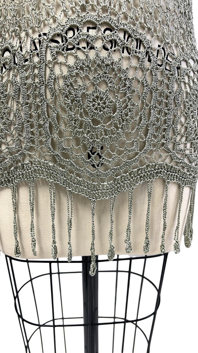 VTG Sebba Fishnet Top Fringe 80s S Blue Green Color Can be Swimsuit Coverup Item image 2