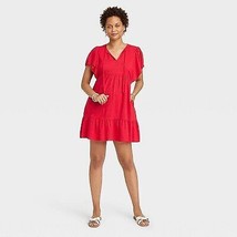 Women&#39;s Ruffle Short Sleeve A-Line Dress - Knox Rose Red XS - £15.61 GBP