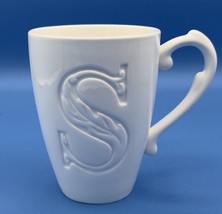 Lenox American by Design White Mug Cup Embossed Letter Initial &quot;S” *Pre-... - £14.80 GBP