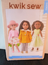 Kwik Sew K 4362 Doll Clothes Pattern for 14&quot; Dolls Jacket Dress Hat 2020... - $9.00