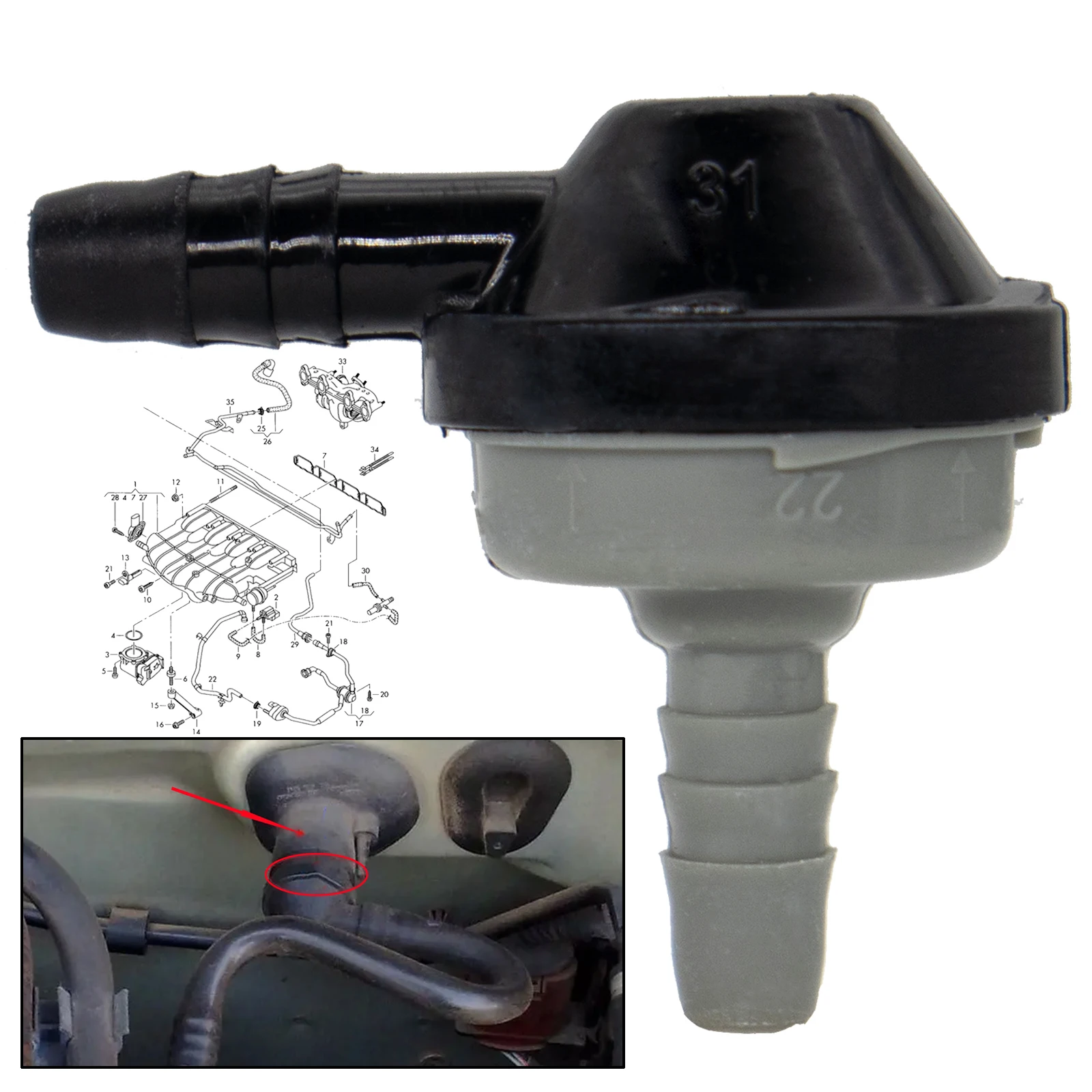 XUKEY Auto Engine Air Pump Vacuum Intake Check Valve for VW Audi Buick O... - £9.87 GBP