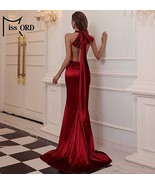 Miss Ord Femmes Sexy Col V sans Manche Long Dos Nu Robe Soirée, Red-Medium - $1,220.69 MXN
