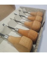 Vtg Linoleum Palm Grip Wood Carving Tool Set Of 5 K7 original Box  - $28.66