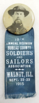 Civil War Soldiers &amp; Sailors Association Badge Bureau County Walnut Illinois &#39;51 - £113.07 GBP