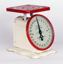 Vintage Red/White American Family Scale Co.  25 lbs Household Scale - £93.15 GBP