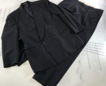 Lubiam Suit Mens EUR 52 US 42 Jacket 36x30 Pants Black Wool Double Breasted - $148.49