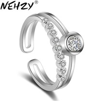 Women's Fashion Extinguishing Ring Zircon Crystal Ornaments Silver Ring Princess - $9.70