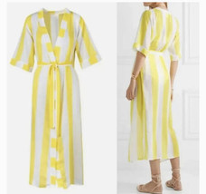 VerdeLimon Yellow Striped Voile Cover Up Robe - Yellow Women No Size $257 - £86.84 GBP