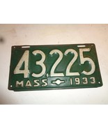 Massachusetts 1933 License Plate  # 43225 - $669.10 MXN