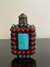 Vintage Chinese Tibetan Metal Handwork Multi Beads Snuff Bottle - £62.37 GBP