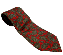 Preswick &amp; Moore Men&#39;s silk Tie Red Paisley 59&quot; Made in USA - $15.00