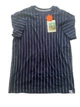 Free Planet Organic Cotton Mens Medium Striped Blue T Shirt Short Sleeve NWT - £19.48 GBP