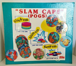 Slam Caps Assorted Colorful Pogs Toys Gumball Vending Machine Disp Card #19 - £18.87 GBP