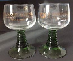 2 Vintage Schmitt Sohne West German Wine Goblet Cordial Glasses Clear Gr... - £15.14 GBP