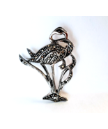 Sterling Silver Marcasite Flamingo with Red Gem eye Brooch Pin  - £19.07 GBP
