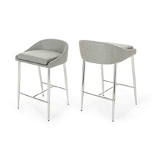 Christopher Knight Home Fanny Counter Stools Modern Upholstered Chrome Iron Legs - $159.05