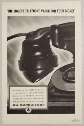Primary image for 1938 Print Ad Bell Telephone System Vintage Black Rotary Dial Phone