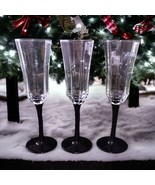 Luminarc Octime Champagne Flutes Set Of 3 France Black Stem Wine Glasses... - £23.52 GBP