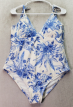 Kona Sol One Piece Swimsuit Womens Large White Blue Floral Sleeveless Ti... - $23.09