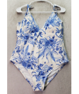 Kona Sol One Piece Swimsuit Womens Large White Blue Floral Sleeveless Ti... - $31.83 CAD