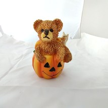 Resin Teddy with Ghost in Jack O Lantern Greenbrier Halloween Pumpkin Decoration - £10.24 GBP