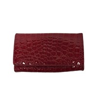 Red Faux Croc Fold Over Women&#39;s Wallet Clutch - $7.84