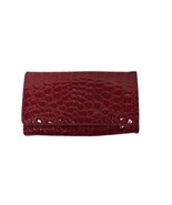 Red Faux Croc Fold Over Women&#39;s Wallet Clutch - £6.16 GBP