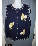 Hartstrings Easter Navy Blue Button Up Vest W/Chicks Size 6X Girl&#39;s NEW HTF - £24.02 GBP