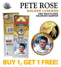 Pete Rose Golden Legends 24K Gold Plated Ohio State Quarter Coin Packaging Bogo - £14.90 GBP