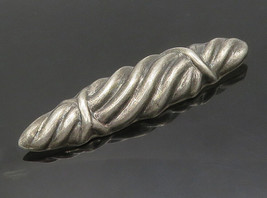 MEXICO 925 Sterling Silver - Vintage Hollow Twist Oblong Brooch Pin - BP6306 - £65.92 GBP