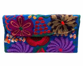 Multicolored Floral Embroidered Wallet Envelope Clutch Crossbody Purse -... - $19.79