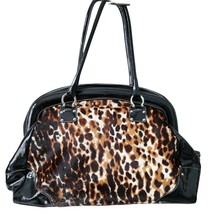 Cavalcanti Womens Brown Black Animal Print Leather Handbag Purse Made in Italy - £119.87 GBP