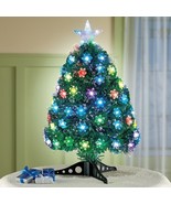 2 FT Fiber Optic Christmas Tree Color Changing Lighted Snowflakes Pre-Li... - $580.69 MXN