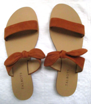 Talbots Tan Suede Genuine Leather Flat Sandals with Bow 9 MED BRAZIL New No Box - £21.07 GBP