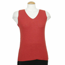 Eileen Fisher Lacquer Red Washable Wool Crepe Diagonal V-neck Shell Tank Top Ps - $89.99