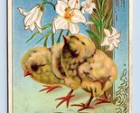 Chicks and Flowers Best Easter Wishes Embossed UNP Unused DB Postcard P5 - $4.90