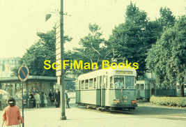 Vintage Slide Belgium Charleroi Electric Street Trolley Cars People Buildings - $4.94