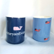Set/2 Vineyard Vines for Target Candle Holders Whale Logo Gingham Flag Blue Used - £11.65 GBP