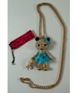 TEDDY BEAR Blue Mama Dress Baby Bear Rhinestone Enamel Betsey Johnson Ne... - $376.79 MXN